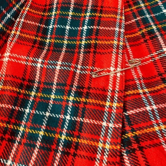 Handmade Tartan Plaid Scottish Wool Kilt Style Skirt Kids Sz M ? - Picture 8 of 12